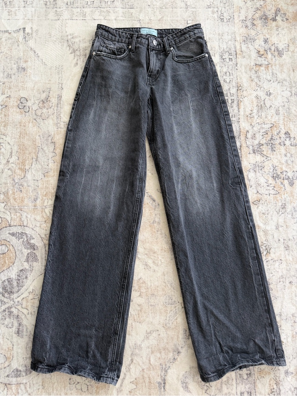 REVICE Relaxed Wide-Leg Washed Black Jeans Size 23